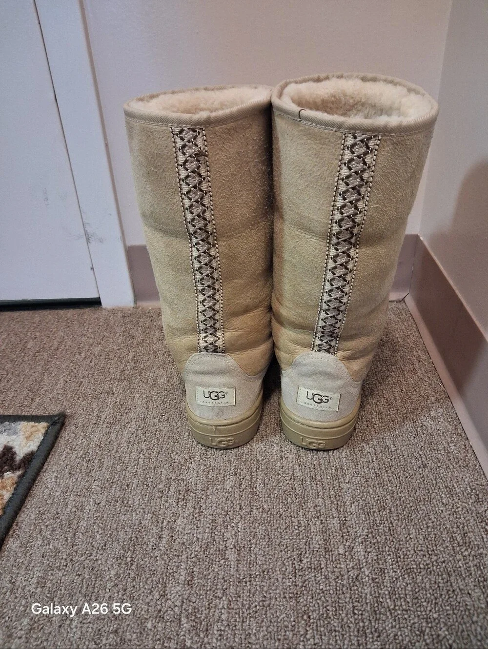 UGG AUSTRALIA Women's Tall Shearling-Lined Winter Boots - Sand Color Size 7
